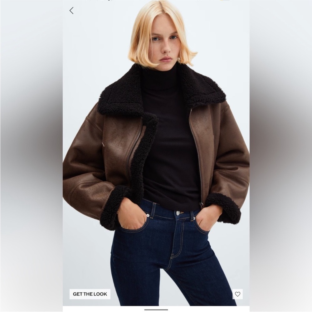 Mango Brown Shearling Women's Jacket